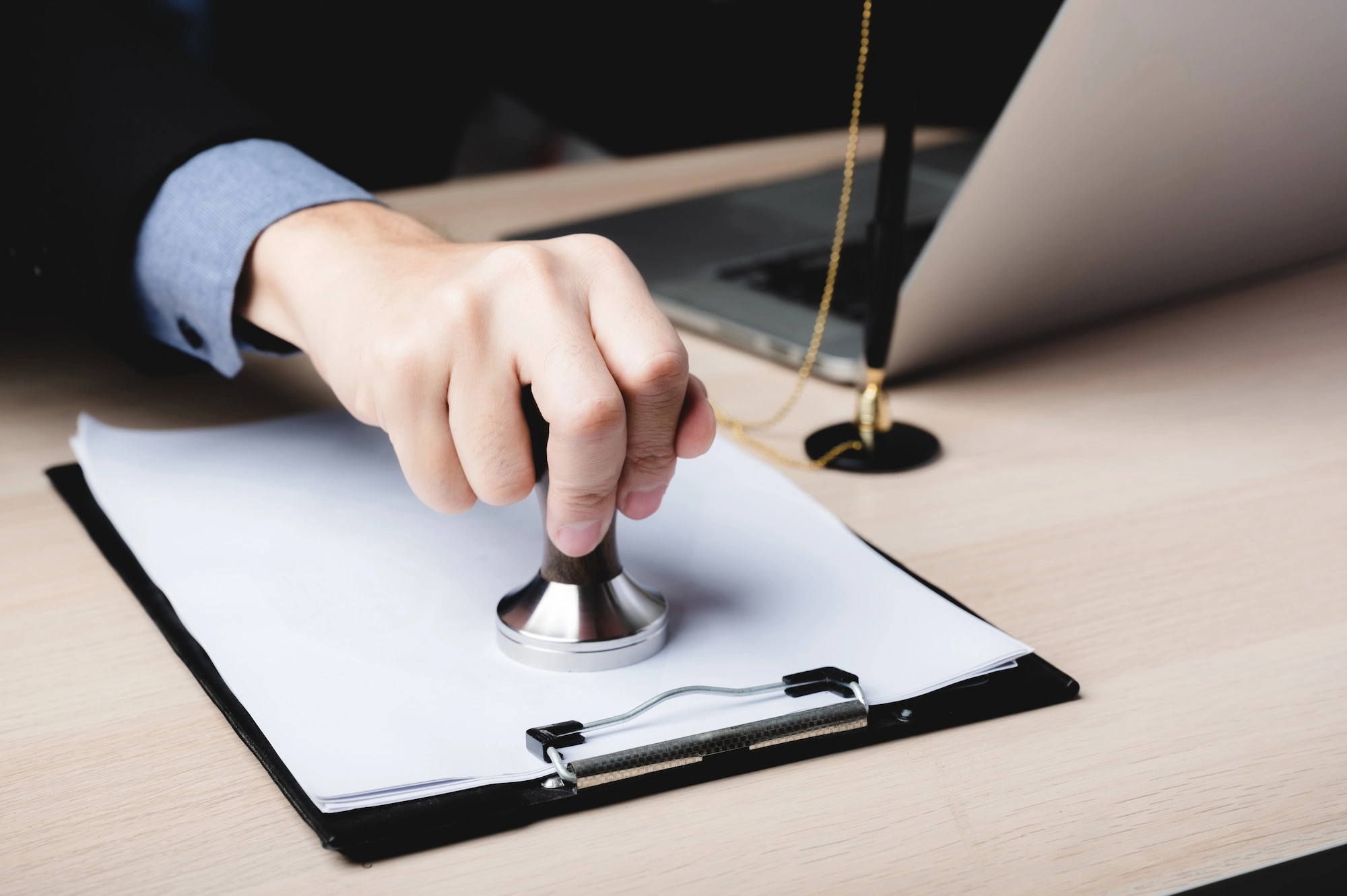 image of a notary stamp of approval on a document