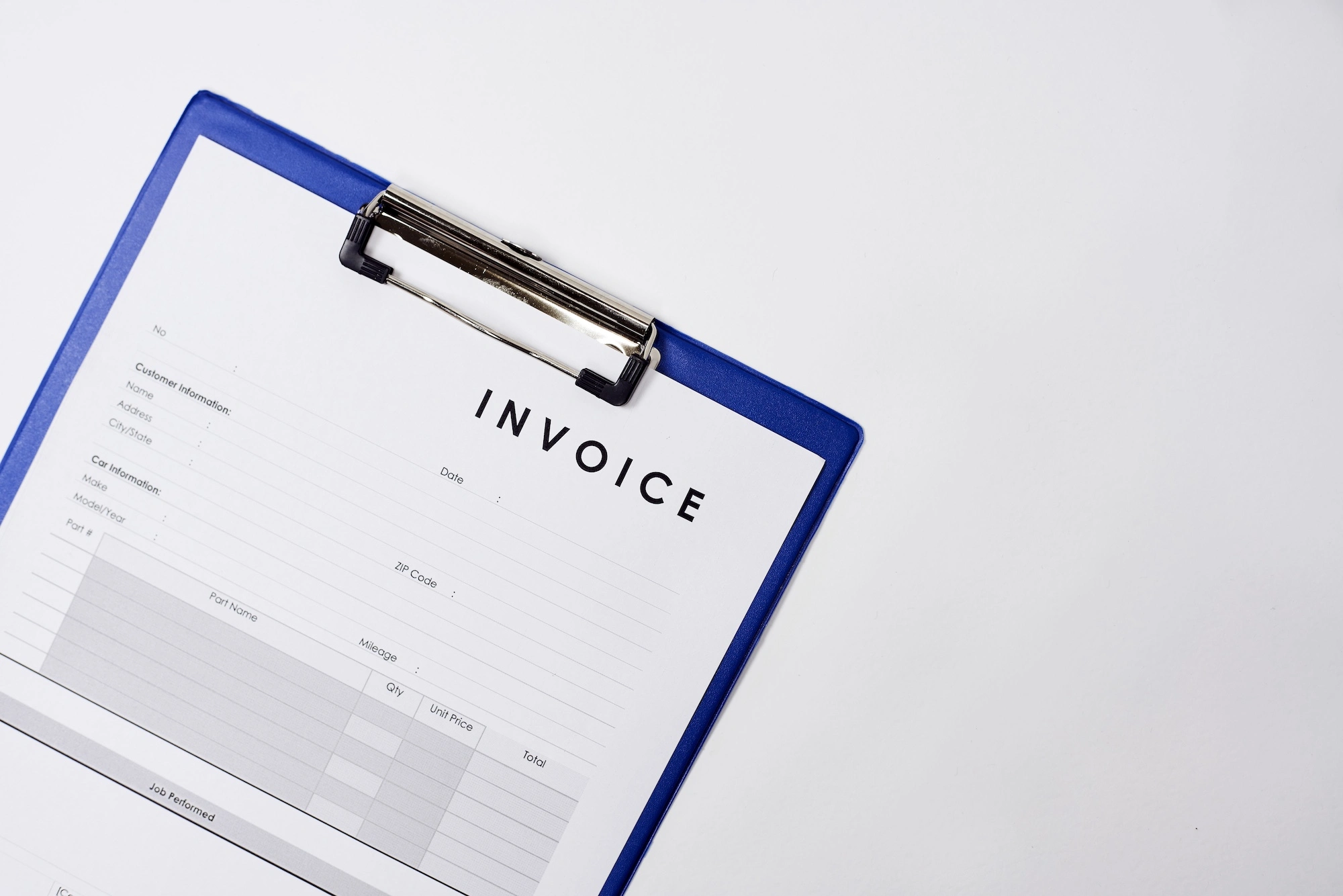 Picture of an accounts receivable invoice